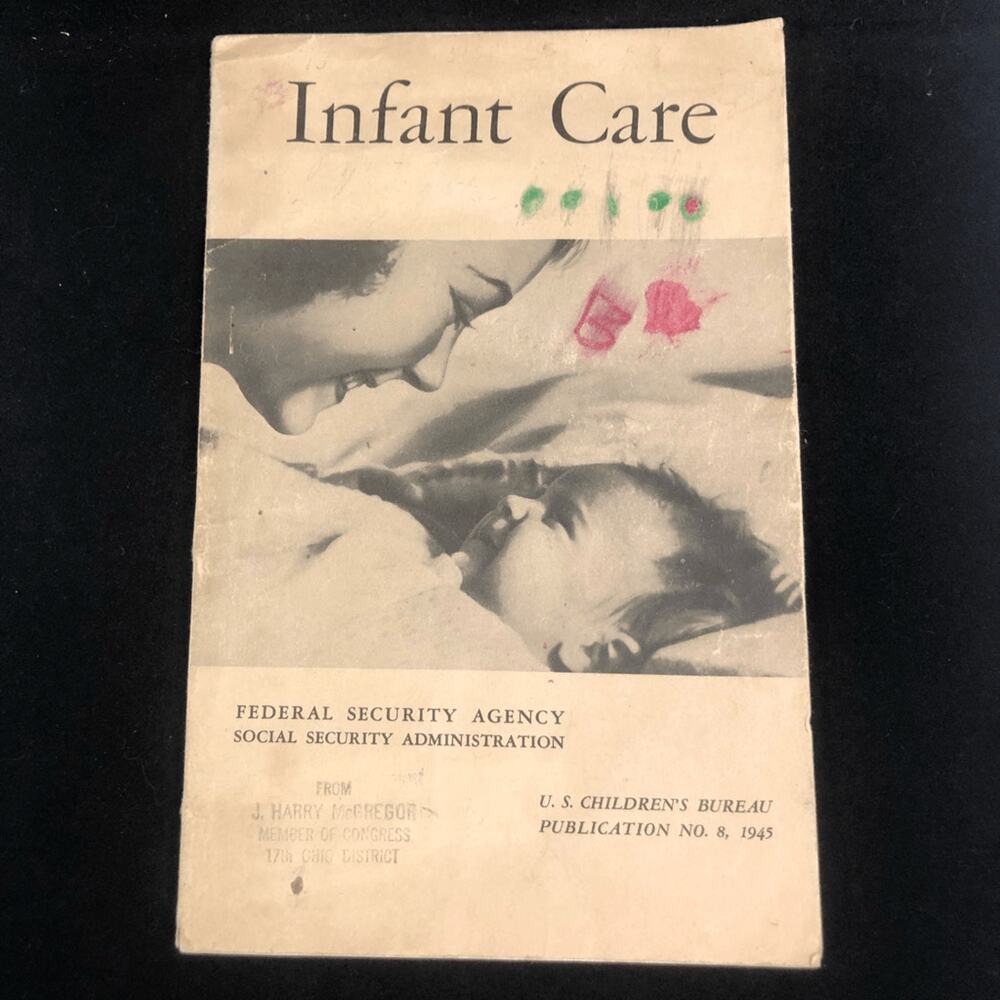 infant‎ care health booklet vintage 1945 federal security agency ohio as is